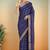 Matte navy blue & antique gold madurai sungudi saree with running blouse