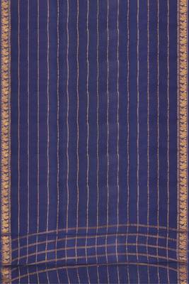 Matte navy blue & antique gold madurai sungudi saree with running blouse 5