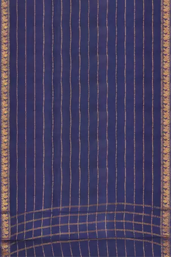 Matte navy blue & antique gold madurai sungudi saree with running blouse