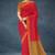 Crimson red & antique gold kovai cotton saree with running blouse