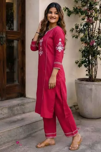 Pink festive special readymade readymade kurta set
