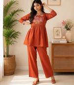 Rust festive special readymade readymade kurta set