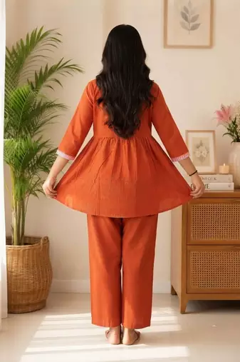 Rust festive special readymade readymade kurta set