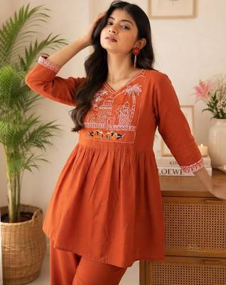 Rust festive special readymade readymade kurta set 3
