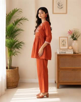 Rust festive special readymade readymade kurta set 4