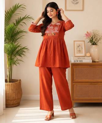 Rust festive special readymade readymade kurta set 5