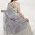 Lavender grey & mint green south cotton saree with running blouse