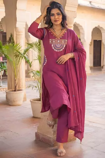 Pink festive special readymade readymade kurta set