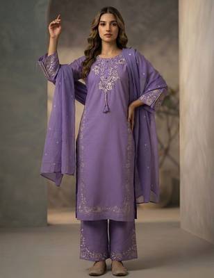 Lavender color beautiful festive special readymade readymade kurta set for girls 1