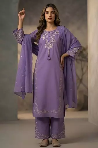 Lavender color beautiful festive special readymade readymade kurta set for girls