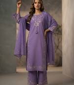 Lavender color beautiful festive special readymade readymade kurta set for girls