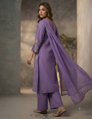 Lavender color beautiful festive special readymade readymade kurta set for girls 2