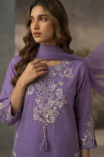 Lavender color beautiful festive special readymade readymade kurta set for girls