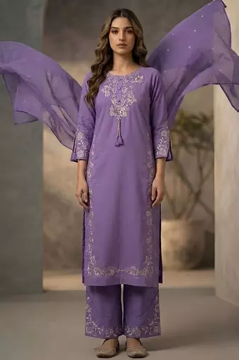 Lavender color beautiful festive special readymade readymade kurta set for girls