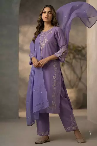 Lavender color beautiful festive special readymade readymade kurta set for girls