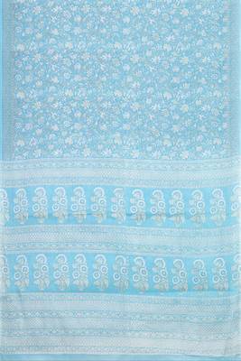 Powder blue & soft sky blue south cotton saree with running blouse 5