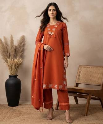 Rust festive special readymade readymade kurta set 1