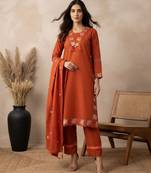 Rust festive special readymade readymade kurta set