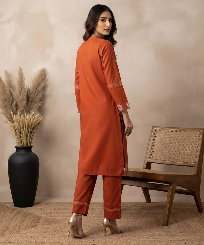 Rust festive special readymade readymade kurta set