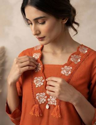 Rust festive special readymade readymade kurta set 3