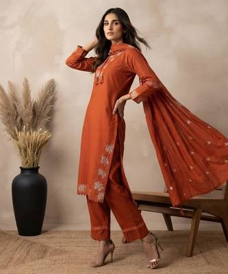 Rust festive special readymade readymade kurta set 4