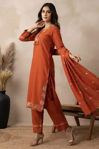 Rust festive special readymade readymade kurta set