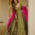 Mahendi digital printed partywear gown with dupatta