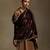 Dark brown hand embroidered velvet doshala