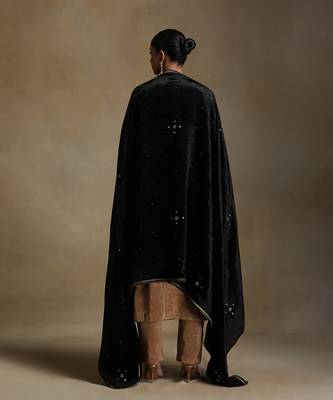 Black hand embroidered velvet doshala 2