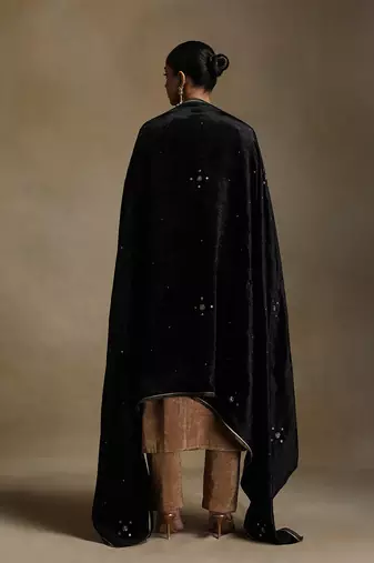 Black hand embroidered velvet doshala