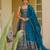 Blue digital printed partywear gown with dupatta