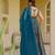 Blue digital printed partywear gown with dupatta