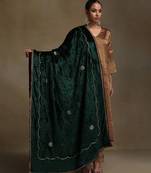 Bottle green hand embroidered velvet doshala