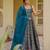 Blue digital printed partywear gown with dupatta