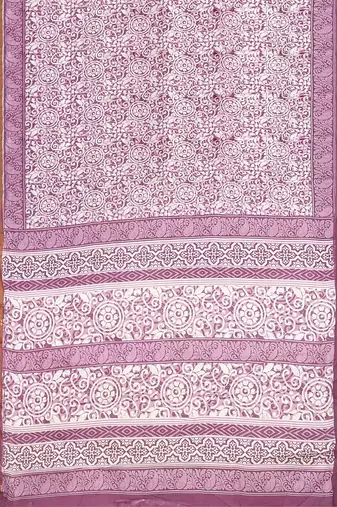 Pale purple/dusty mauve & soft ivory south cotton saree with running blouse