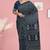 Prussian blue/midnight blue & soft ivory south cotton saree with running blouse
