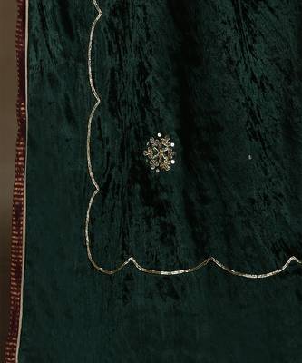 Bottle green hand embroidered velvet doshala 5