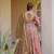 Peach digital printed partywear gown with dupatta