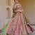 Peach digital printed partywear gown with dupatta