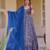Blue digital printed partywear gown with dupatta