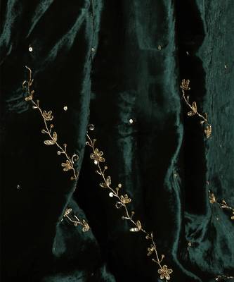Bottle green hand embroidered velvet doshala 4