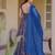 Blue digital printed partywear gown with dupatta