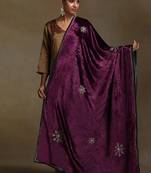 Plum hand embroidered velvet doshala