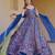 Blue digital printed partywear gown with dupatta