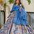 Blue digital printed partywear gown with dupatta