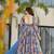 Blue digital printed partywear gown with dupatta