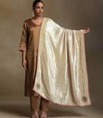 Off white hand embroidered velvet doshala