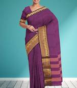 Rainbow violet/royal purple & antique gold semi gadwal saree