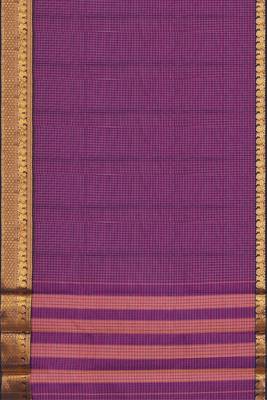 Rainbow violet/royal purple & antique gold semi gadwal saree 5