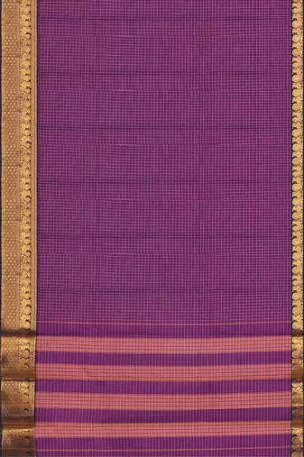 Rainbow violet/royal purple & antique gold semi gadwal saree
